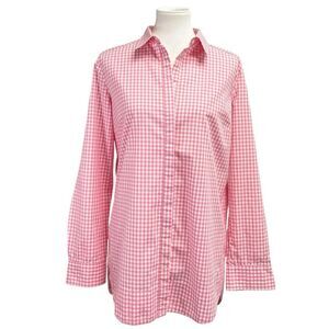 Tyler Boe Sherri Shirt long sleeved tunic, sz 14. 100% cotton pink white gingham